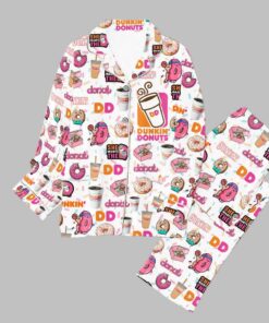 Dunkin Donuts Button Down Pajamas Set