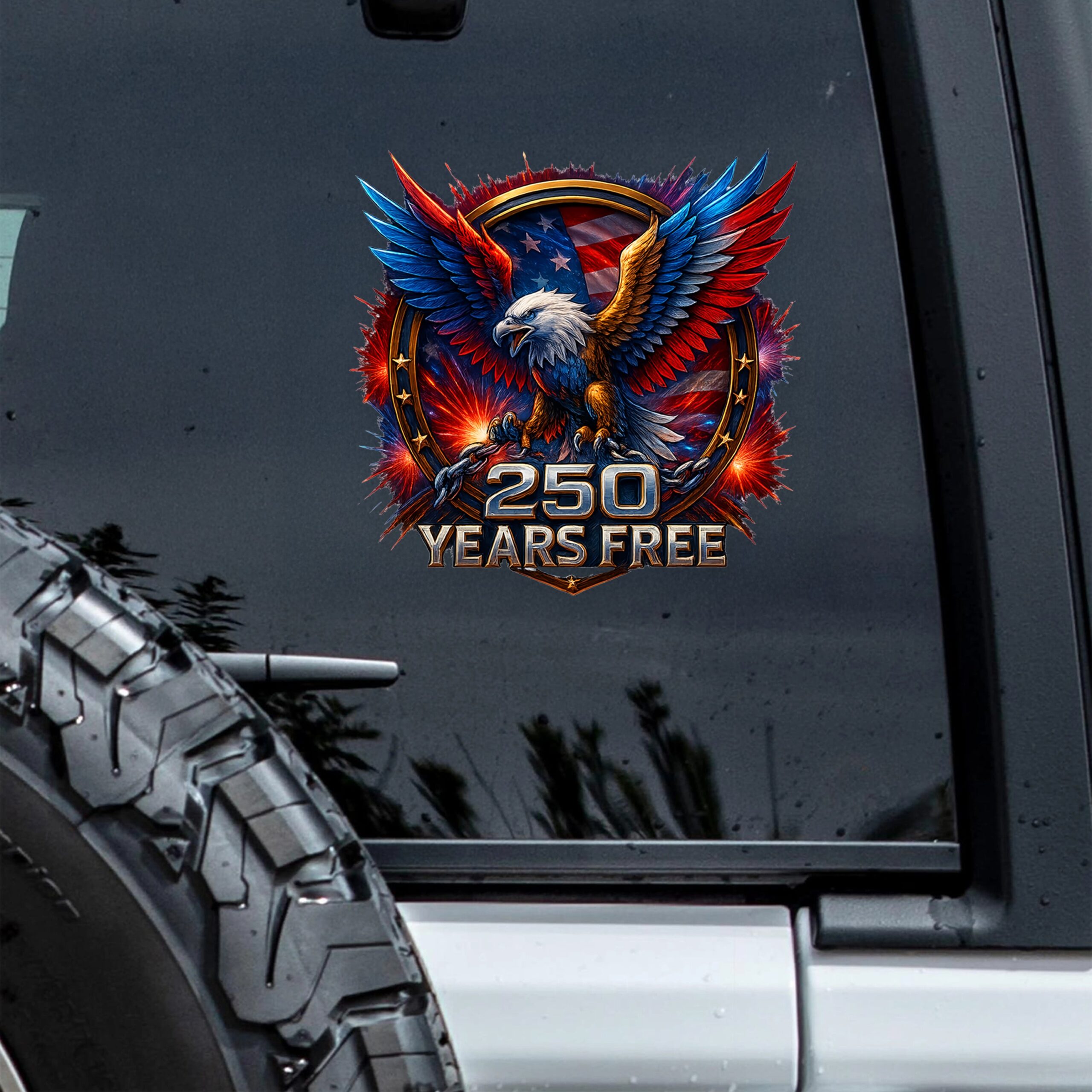 Eagle Strong 250 Years Free Car Window Decal Sticker