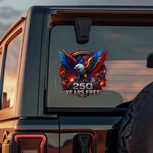Alternative view of Eagle Strong 250 Years Free Car Window Decal Sticker LM32 895835