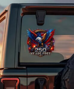 Alternative view of Eagle Strong 250 Years Free Car Window Decal Sticker