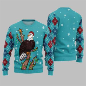 Eagle With Christmas Hat Ugly Sweater 2025 Christmas - Grishko.com