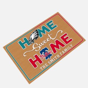 Alternative view of Eagles Phillies Home Sweet Home Customized Doormat