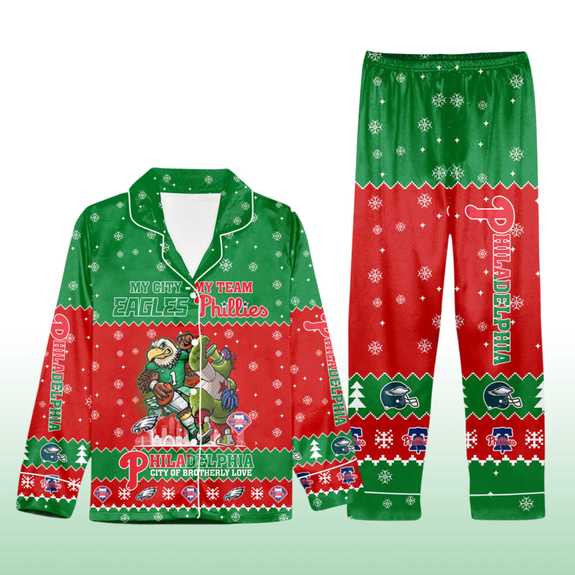 Alternative view of Eagles x Phillies City Of Brotherly Love 2025 Pajama Set