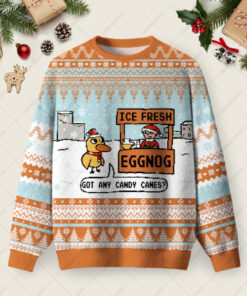 Eggnog & Candy Cane Deal Ugly Christmas Fuzzy Fleece Sweatshirt