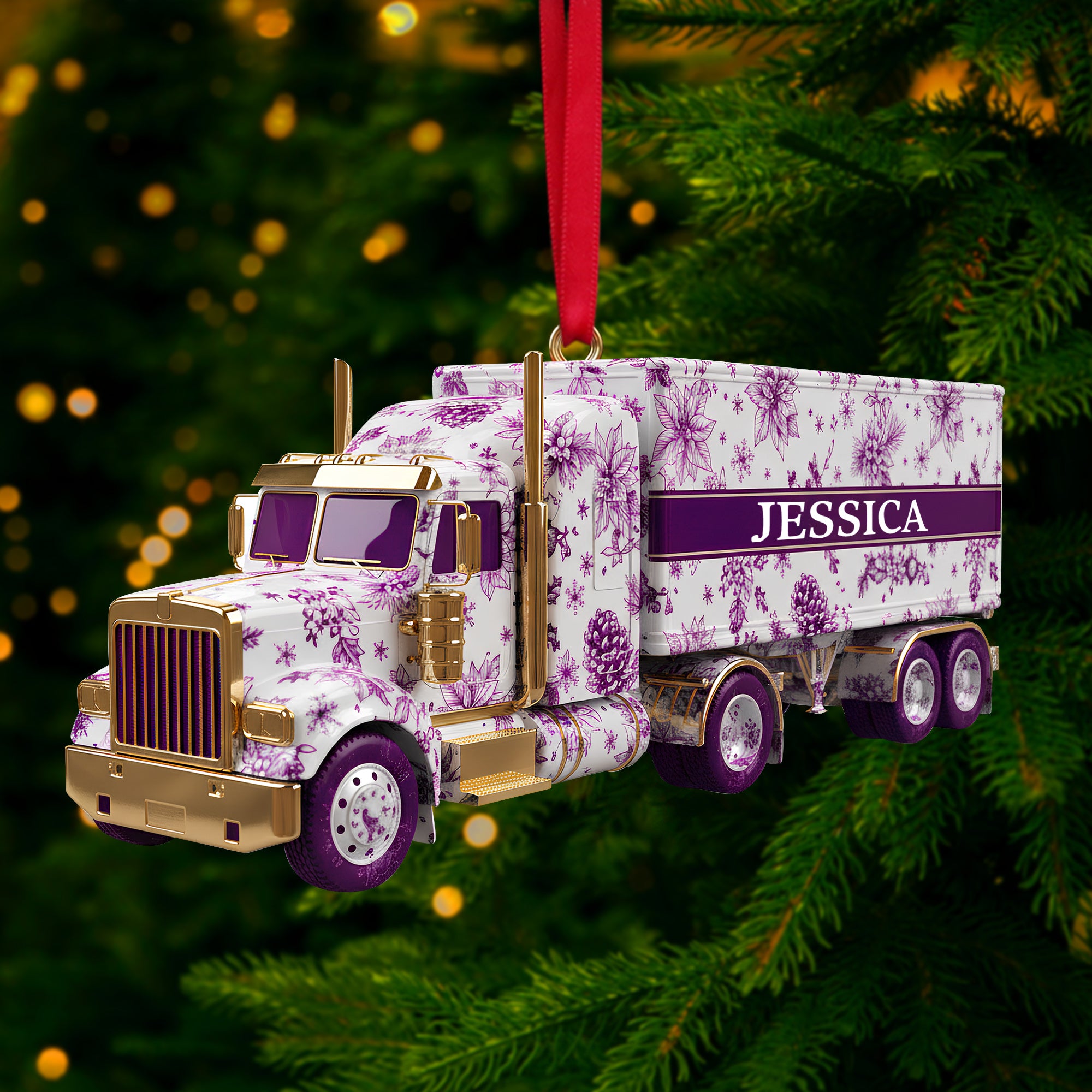 Elegant Semi Truck Ornament - Personalized Gifts For Truckers 01PGLU021025 - Image 4