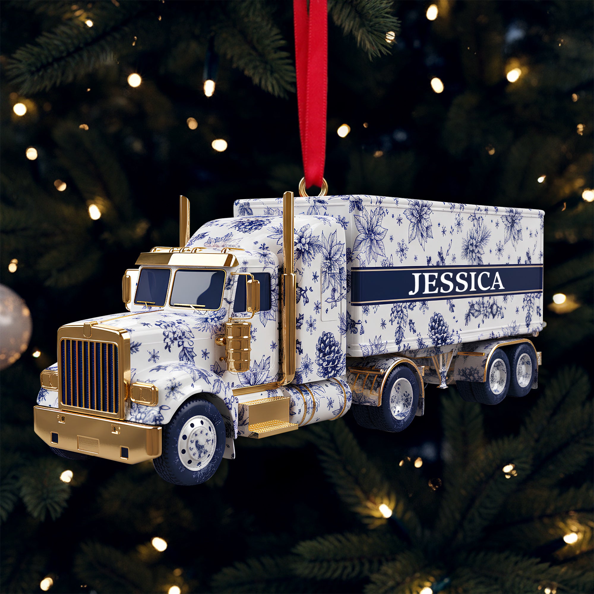 Elegant Semi Truck Ornament - Personalized Gifts For Truckers 01PGLU021025 - Image 3