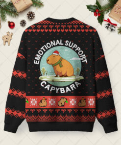 Alternative view of Emotional Support Capybara Ugly Christmas Fuzzy Fleece Sweatshirt
