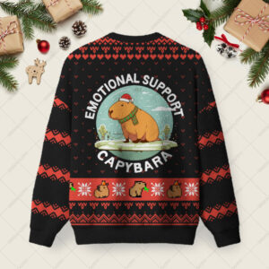 Alternative view of Emotional Support Capybara Ugly Christmas Fuzzy Fleece Sweatshirt