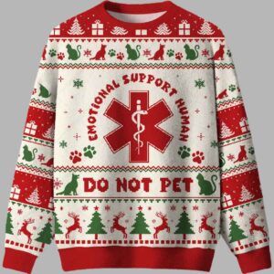Alternative view of EMOTIONAL SUPPORT HUMAN Ugly Christmas Sweater - gullprint.com
