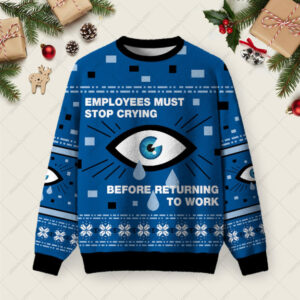 Employees Must Stop Crying Ugly Christmas Fuzzy Fleece Sweatshirt
