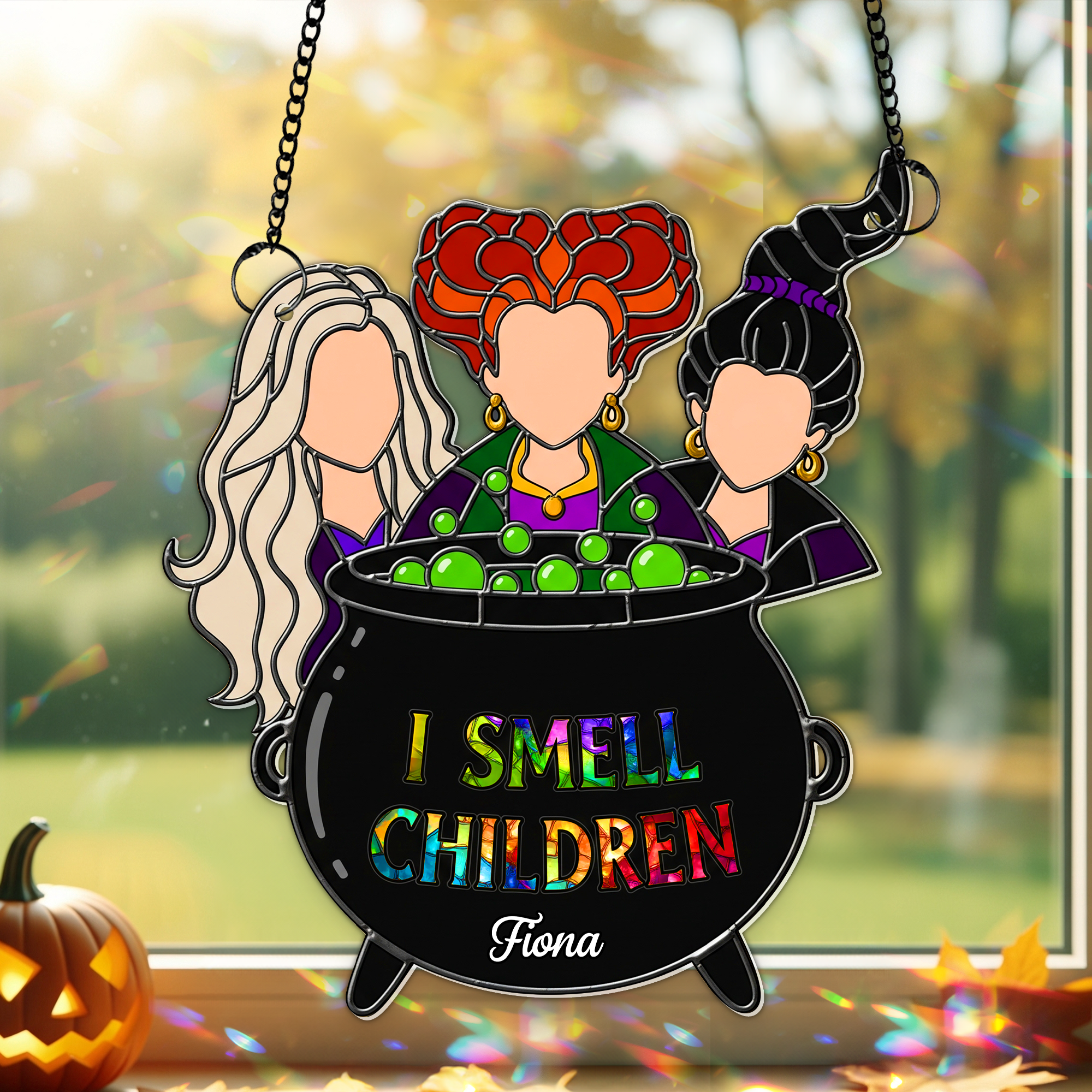 Enchanted Witches Trio Suncatcher - Personalized Christmas Gifts For Witch Lovers 02PGLU050825