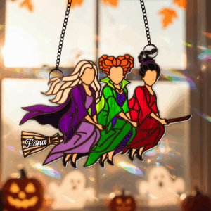 Alternative view of Enchanted Witches Trio Suncatcher  - Personalized Christmas Gifts For Witch Lovers 02PGLU050825