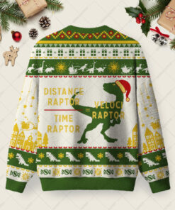 Alternative view of Equations Of Motion Science Velociraptor Ugly Christmas Fuzzy Fleece Sweatshirt