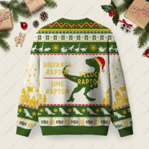 Alternative view of Equations Of Motion Science Velociraptor Ugly Christmas Fuzzy Fleece Sweatshirt
