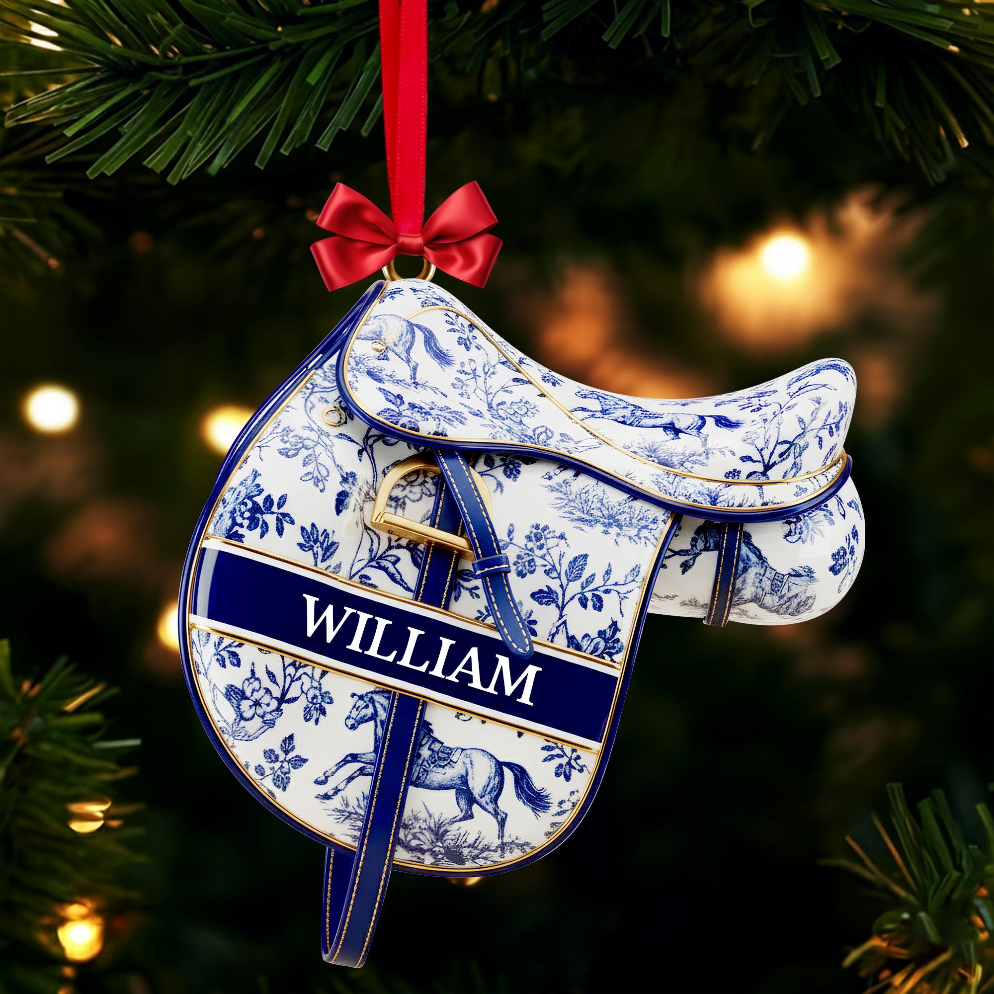 Equestrian Saddle Ornament - Personalized Christmas Gift For Horse Riding Lovers 03PGLU221025 - Image 3