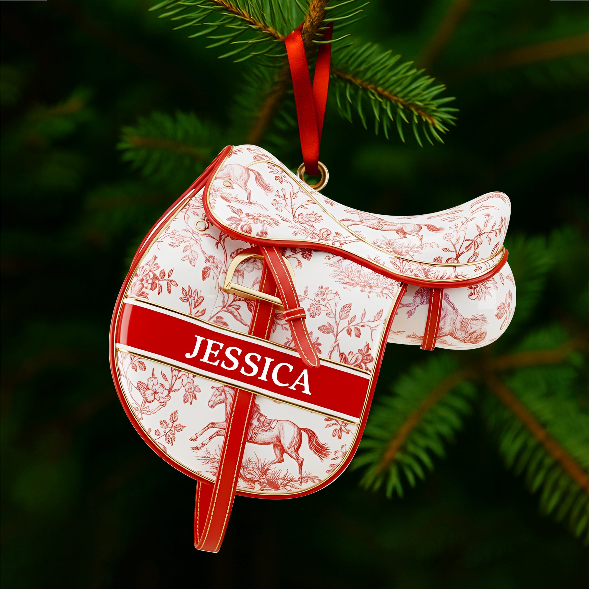 Equestrian Saddle Ornament - Personalized Christmas Gift For Horse Riding Lovers 03PGLU221025 - Image 4