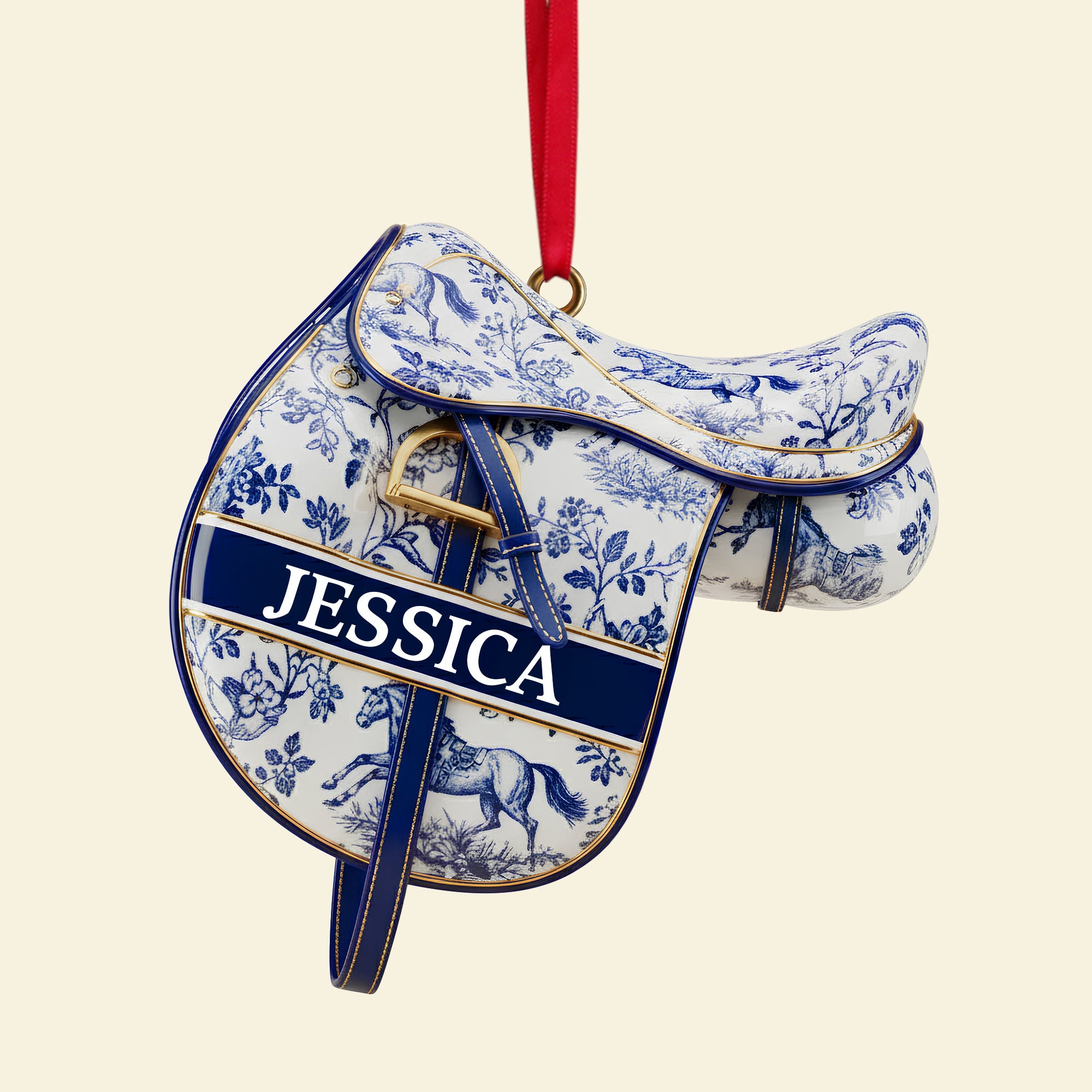 Equestrian Saddle Ornament - Personalized Christmas Gift For Horse Riding Lovers 03PGLU221025 - Image 5