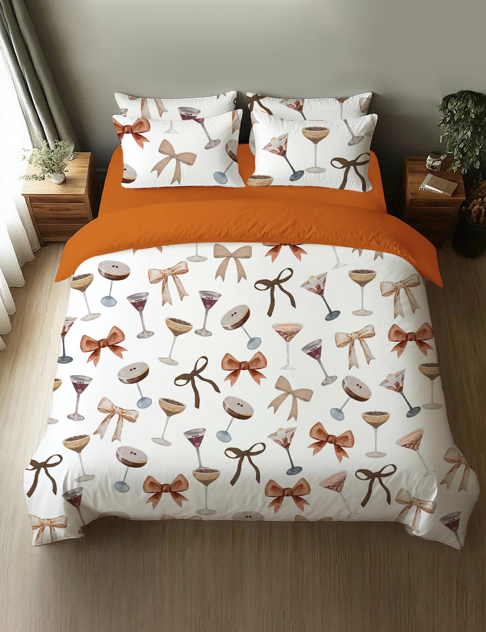 Espresso Martini Coquette Bow Four-Piece Bedding Set