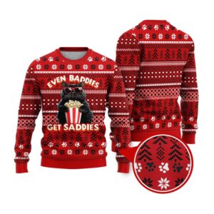 Even Baddies Get Saddies Funny Ugly Christmas Sweater - Grishko.com