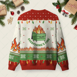 Alternative view of Everything is Fine Christmas Fuzzy Fleece Sweatshirt