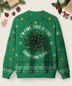 Alternative view of Everything is Fine Green Ugly Christmas Fuzzy Fleece Sweatshirt