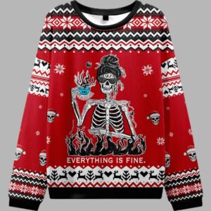 Alternative view of Everything Is Fine Ugly Christmas Sweater - gullprint.com