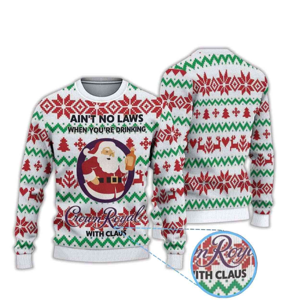 Fair Isle Santa Crown Royal Ugly Christmas Sweater