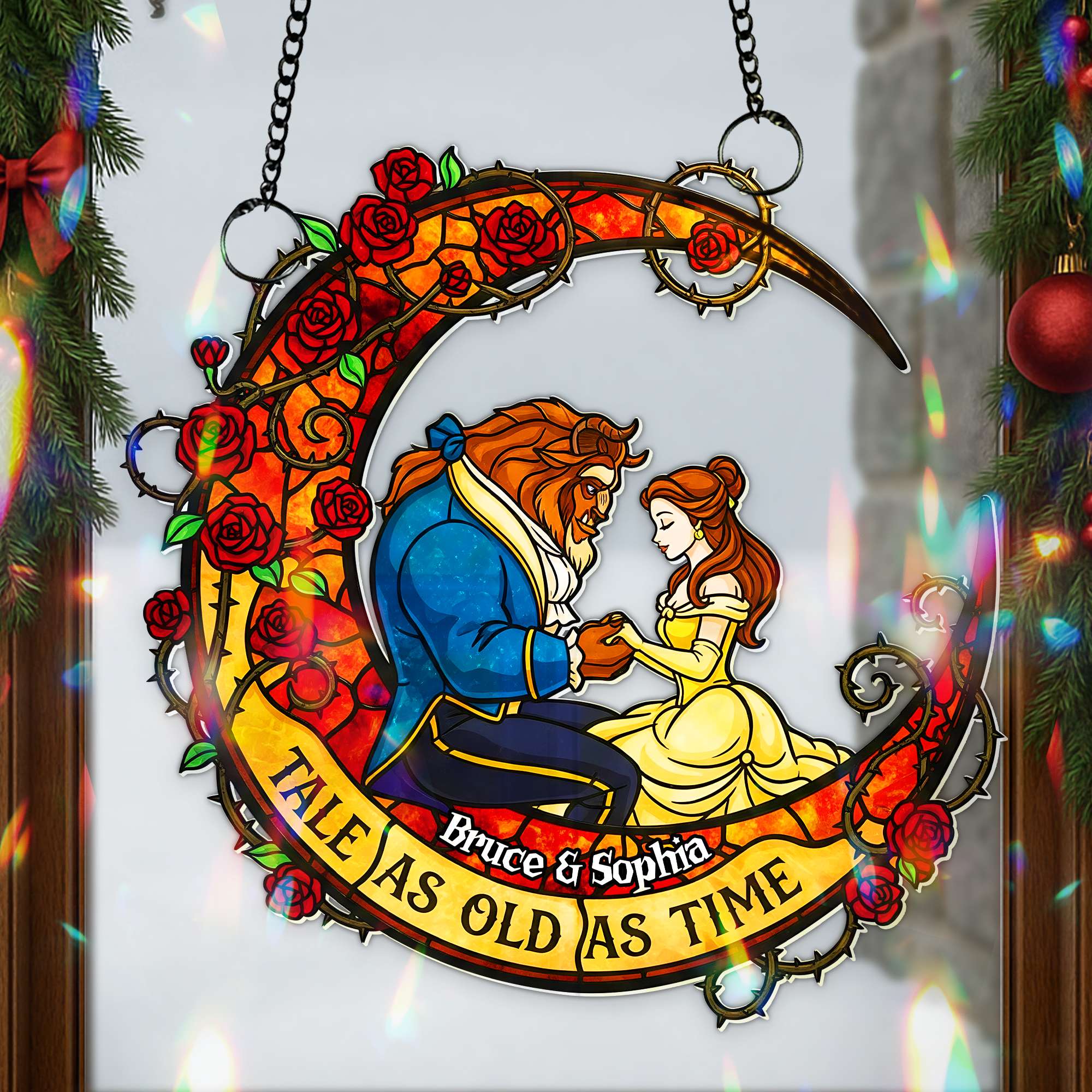 Fairytale Couple Suncatcher Ornament - Personalized Gifts For Couple 01HULU080825 - Image 4