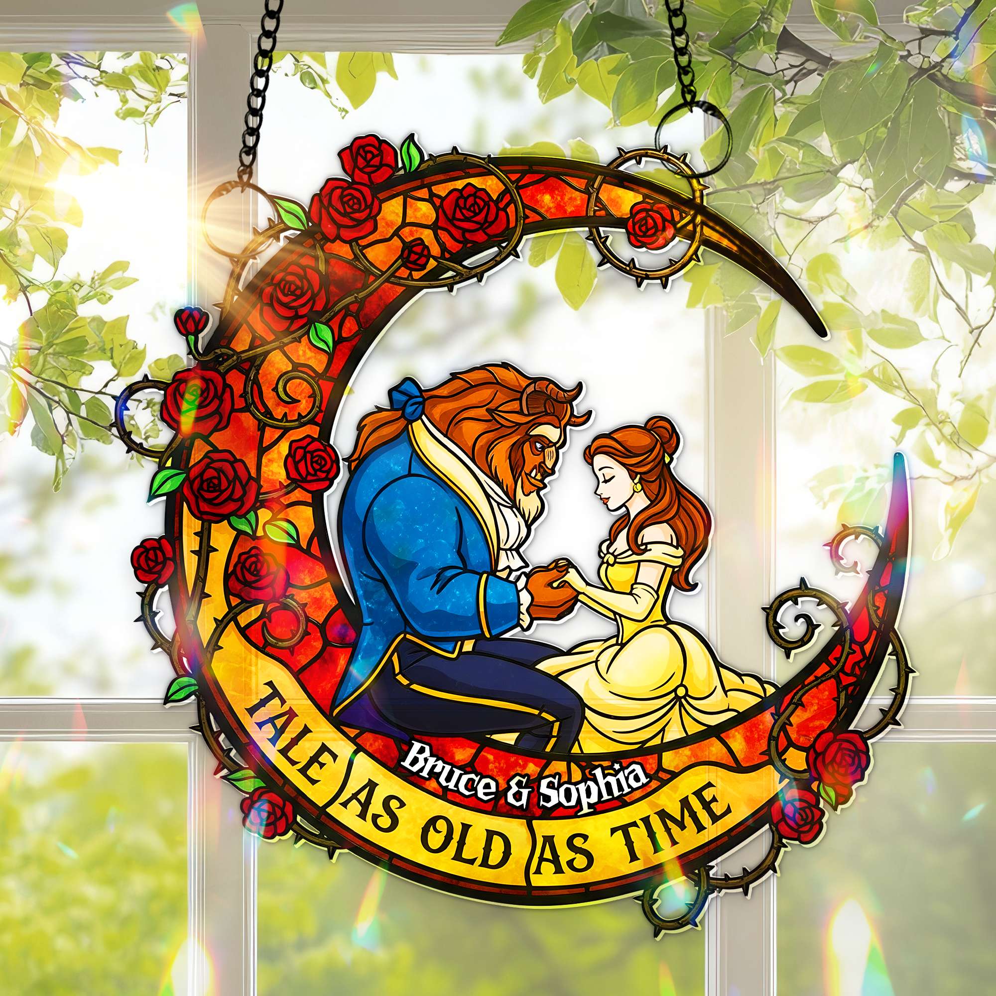 Fairytale Couple Suncatcher Ornament - Personalized Gifts For Couple 01HULU080825 - Image 3