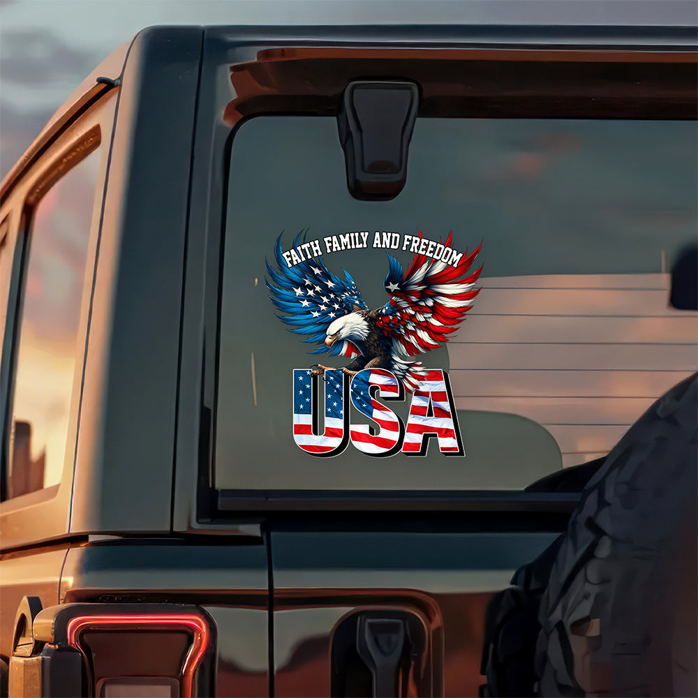 Faith, Family & Freedom America 250 Years Anniversary Eagle USA Flag Car Window Decal Sticker CH07 899802 - Image 5