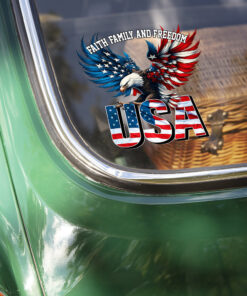 Alternative view of Faith, Family & Freedom America 250 Years Anniversary Eagle USA Flag Car Window Decal Sticker