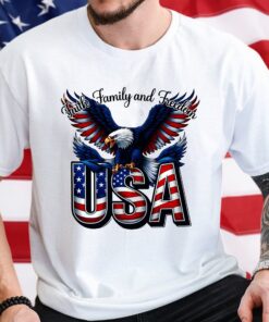 Faith, Family & Freedom America 250 Years Patriotic Bright Shirt