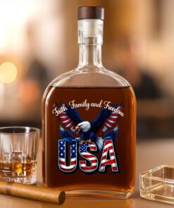 Faith, Family & Freedom America 250 Years Patriotic Whiskey Bottle