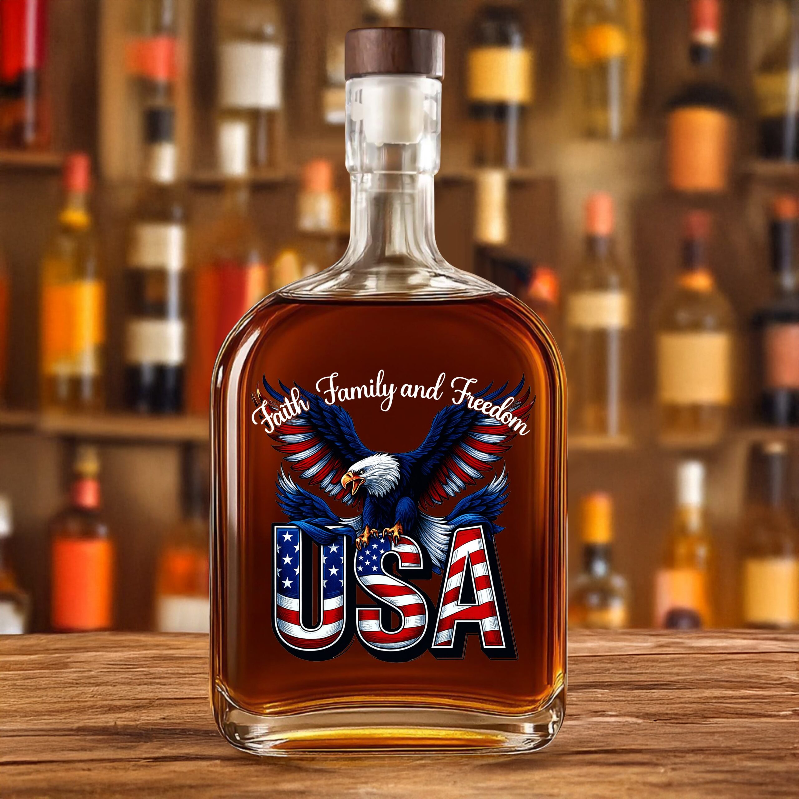 Faith, Family & Freedom America 250 Years Patriotic Whiskey Bottle LM32 897357 - Image 3