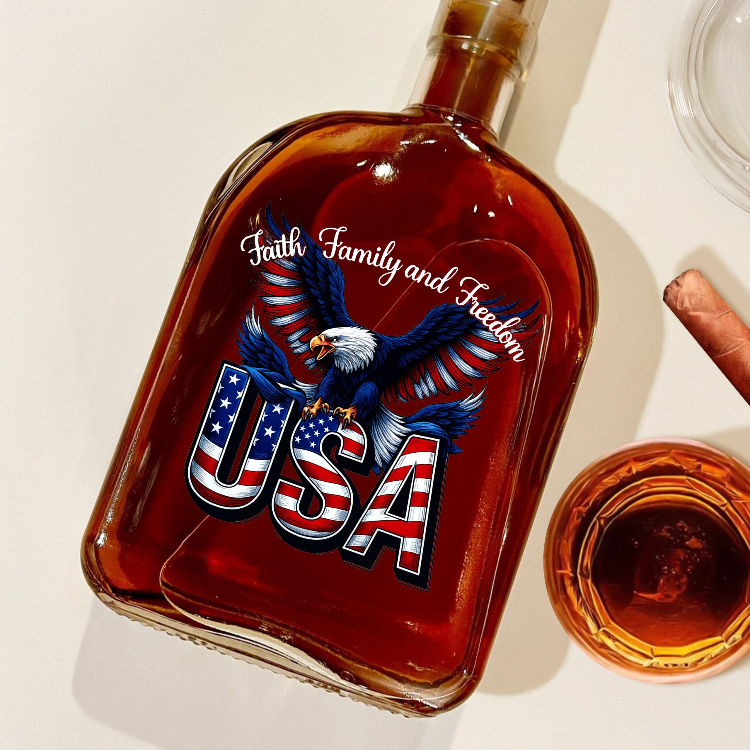 Faith, Family & Freedom America 250 Years Patriotic Whiskey Bottle LM32 897357 - Image 2