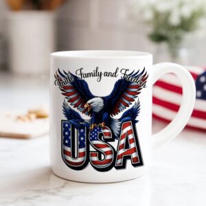 Alternative view of Faith, Family & Freedom America 250 Years Patriotic White Mug LM32 897359