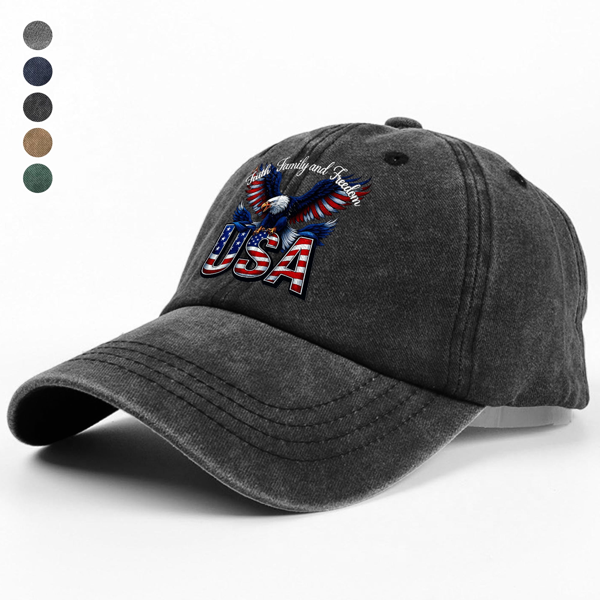 Faith, Family & Freedom America 250 Years Washed Denim Baseball Cap LM32 897353 - Image 4