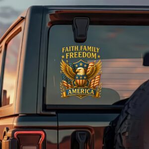 Alternative view of Faith, Family & Freedom America 250th Anniversary Car Window Decal Sticker CH07 896552