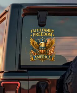 Alternative view of Faith, Family & Freedom America 250th Anniversary Car Window Decal Sticker