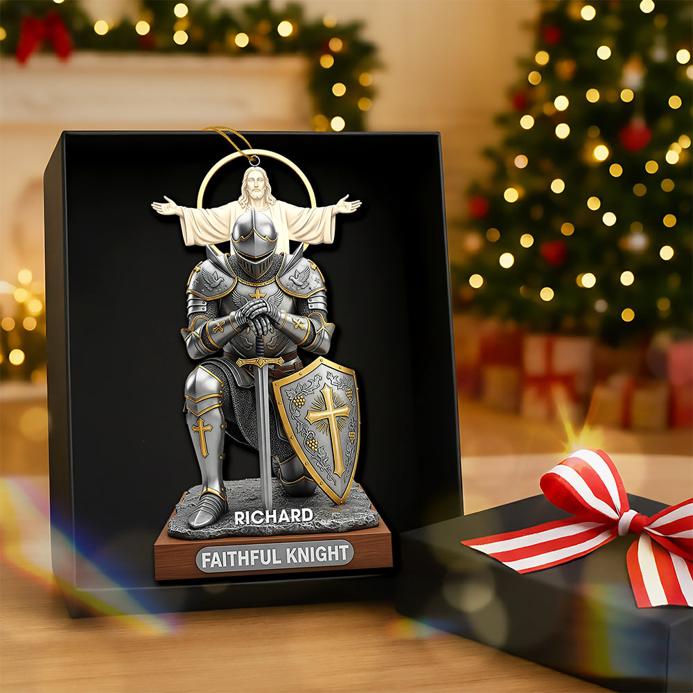 Alternative view of Faithful Knight Christmas Ornament– Personalized Gifts for Christian 04huqn120925