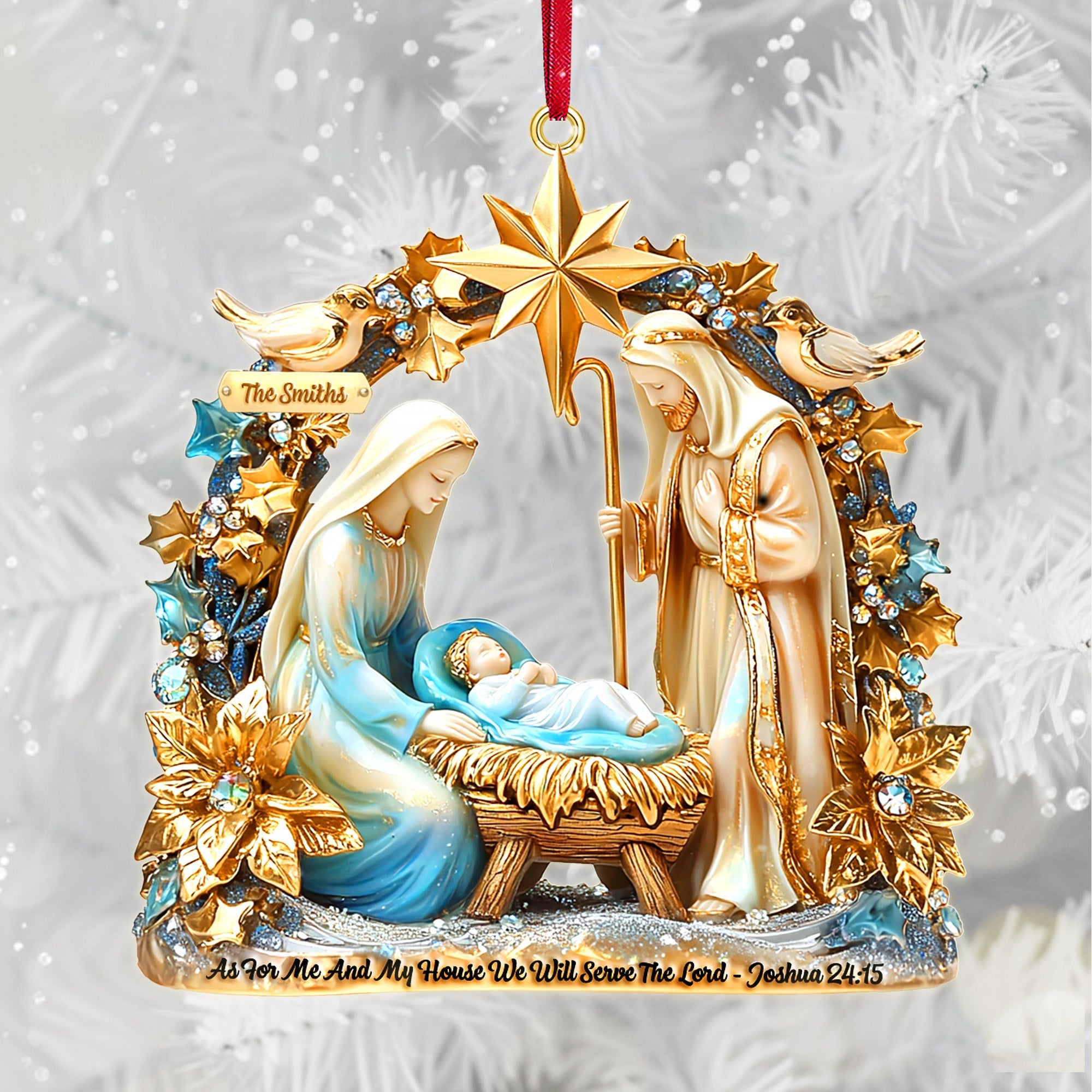 Alternative view of Faithful Nativity Acrylic Ornament - Personalized Gifts For Family 02TGMG031125