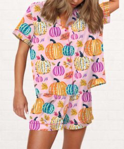 Fall Pumpkin Silky Satin Pajama Set