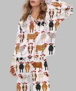 Farm Christmas Cow Satin Pajama Set