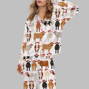 Farm Christmas Cow Satin Pajama Set