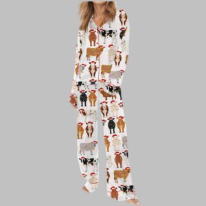 Alternative view of Farm Christmas Cow Satin Pajama Set