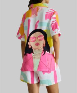 Alternative view of Fashionable Lady Wearing Glasses Pajama Set