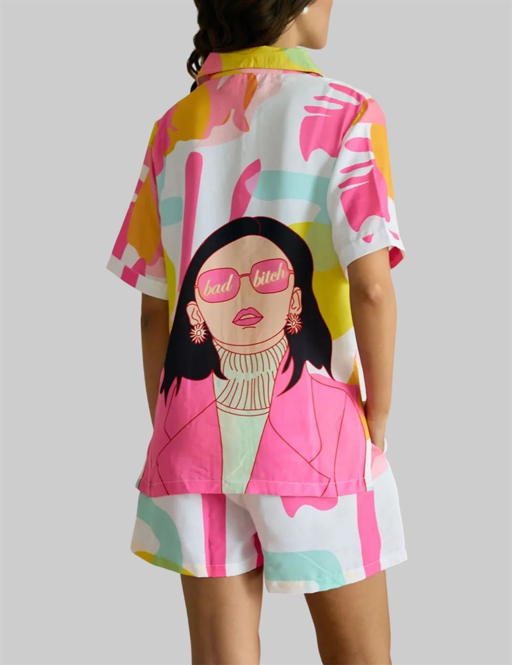 Alternative view of Fashionable Lady Wearing Glasses Pajama Set