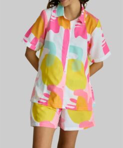 Fashionable Lady Wearing Glasses Pajama Set