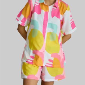 Fashionable Lady Wearing Glasses Pajama Set