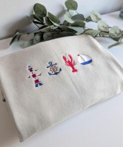 Embroidered Coastal Sweatshirt, Fisherman Aesthetic crewneck, Beachy Sweatshirt